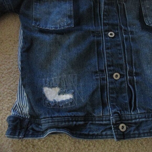 Art Class Button Up Jean Jacket Womens Medium (8-10) Blue Distressed Collared - Picture 6 of 7
